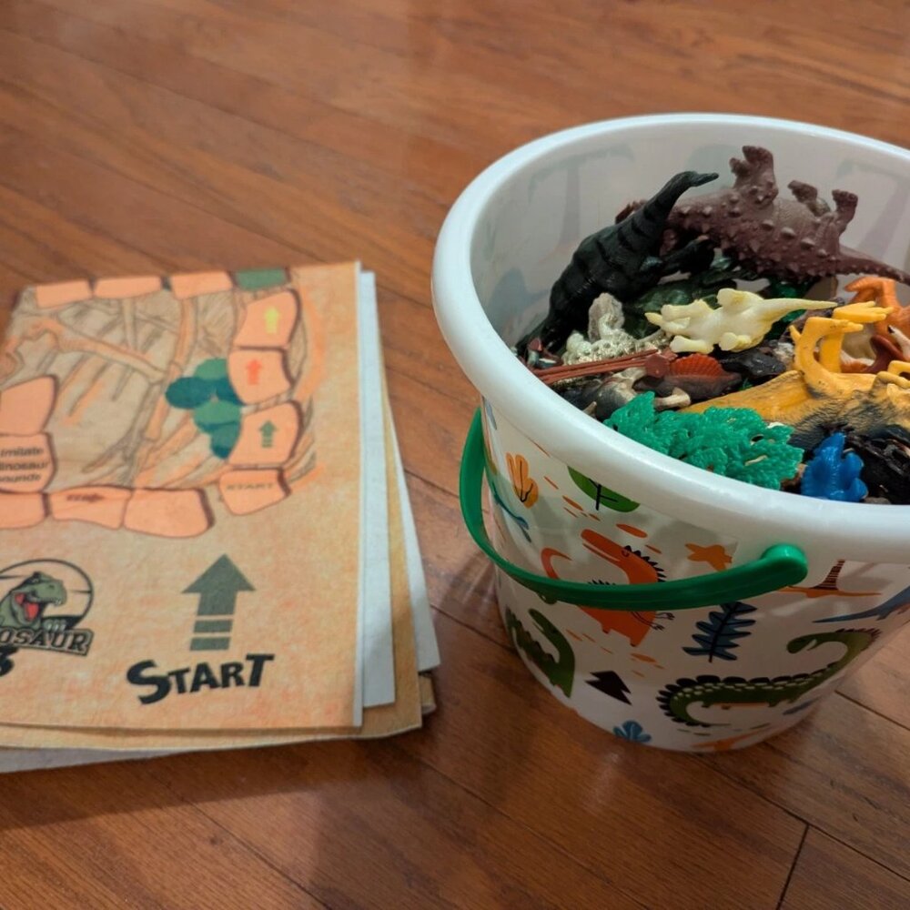 Bucket Full Of Dinosaurs And Dinosaur Board Game